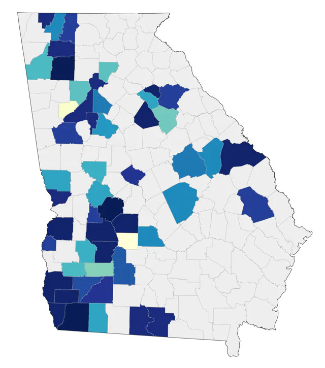 Brewer's Blackbird county map