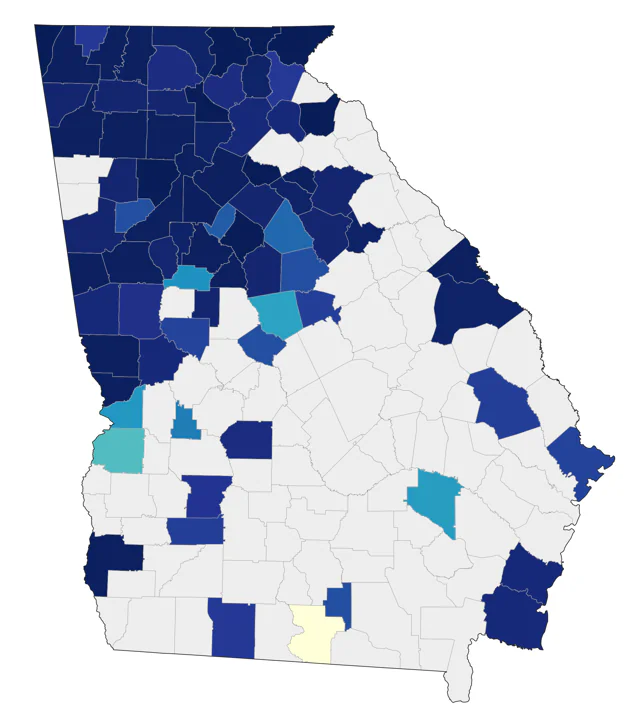 Cerulean Warbler county map