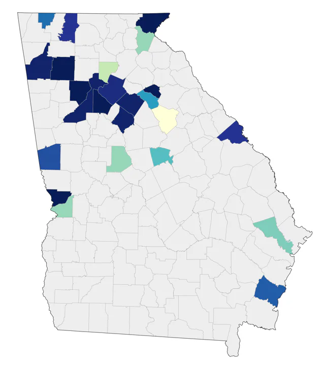 Eastern Warbling Vireo county map