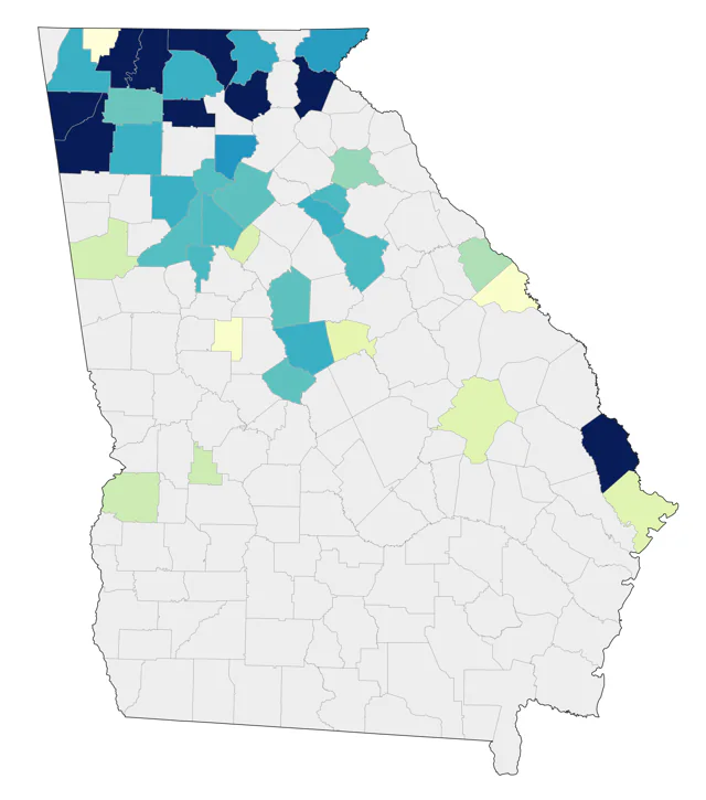 Evening Grosbeak county map