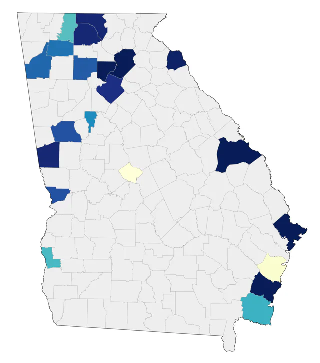 Franklin's Gull county map