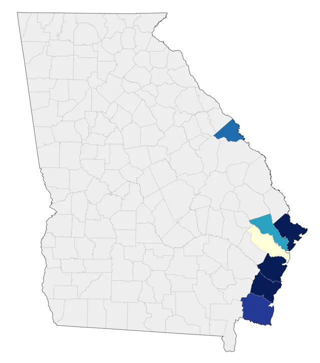 Gray Kingbird county map