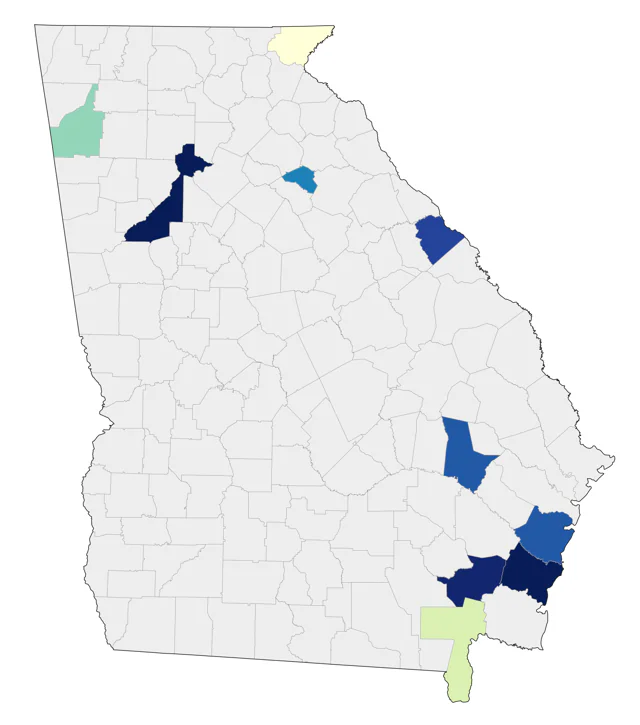 Harris's Sparrow county map