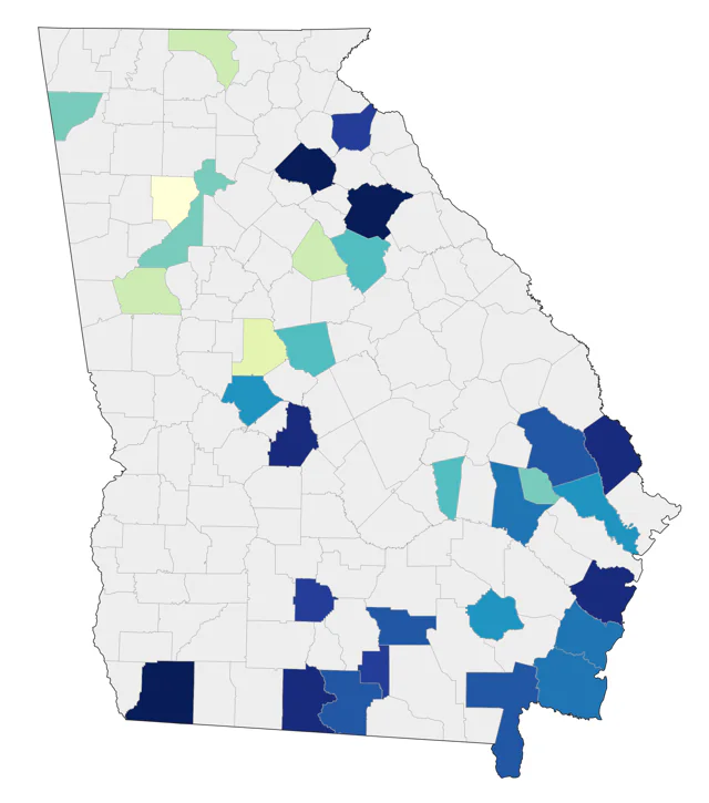 Helmeted Guineafowl county map