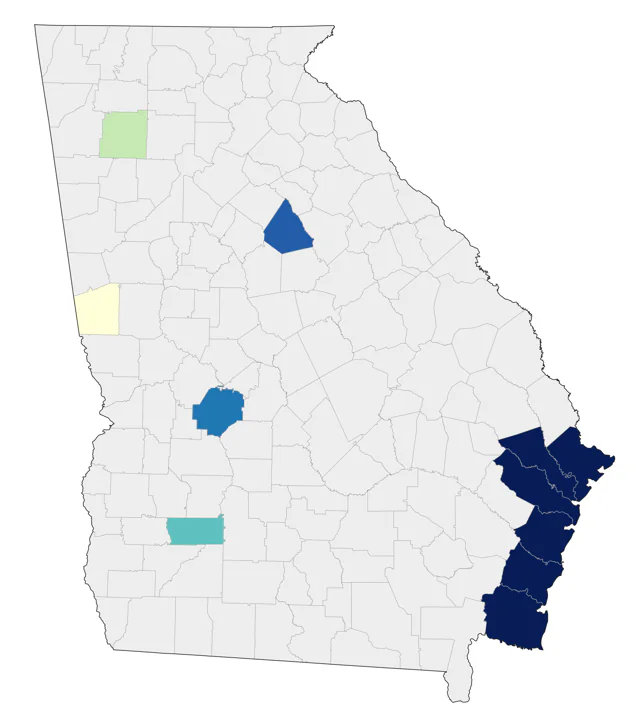 Hudsonian Whimbrel county map