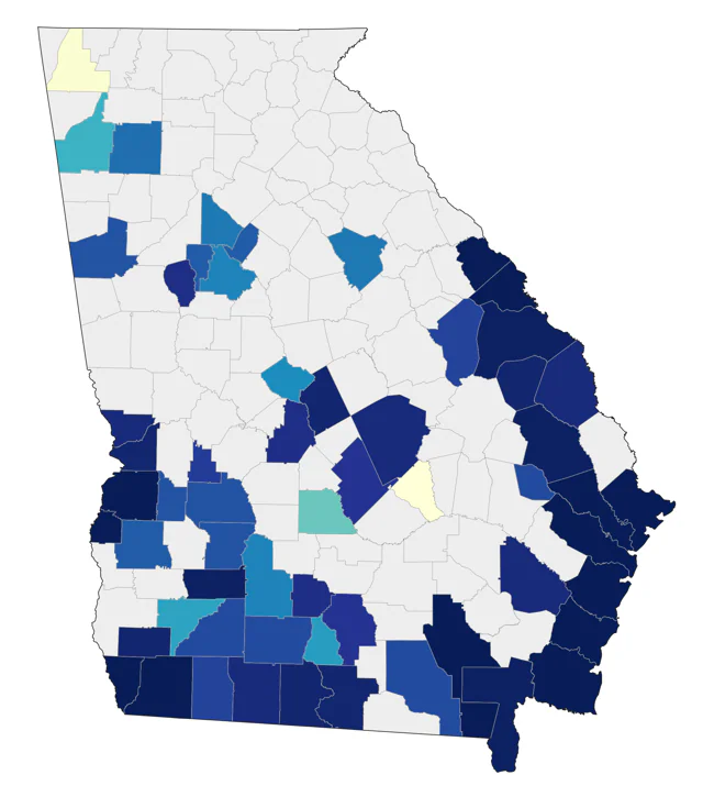 Least Bittern county map
