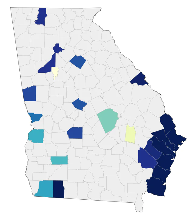 Least Tern county map