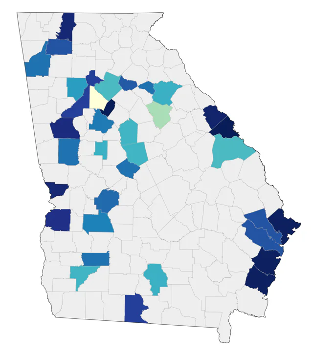 LeConte's Sparrow county map