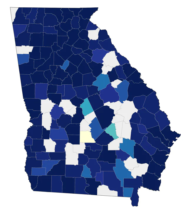Lesser Scaup county map