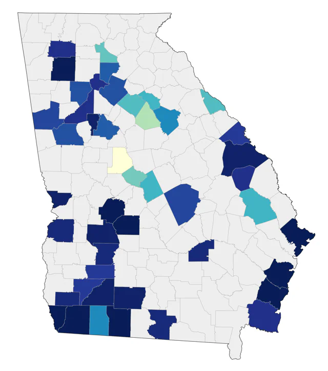 Long-billed Dowitcher county map