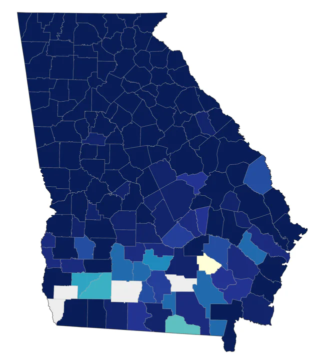 Louisiana Waterthrush county map