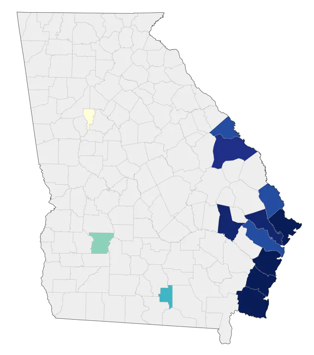 Mottled Duck county map