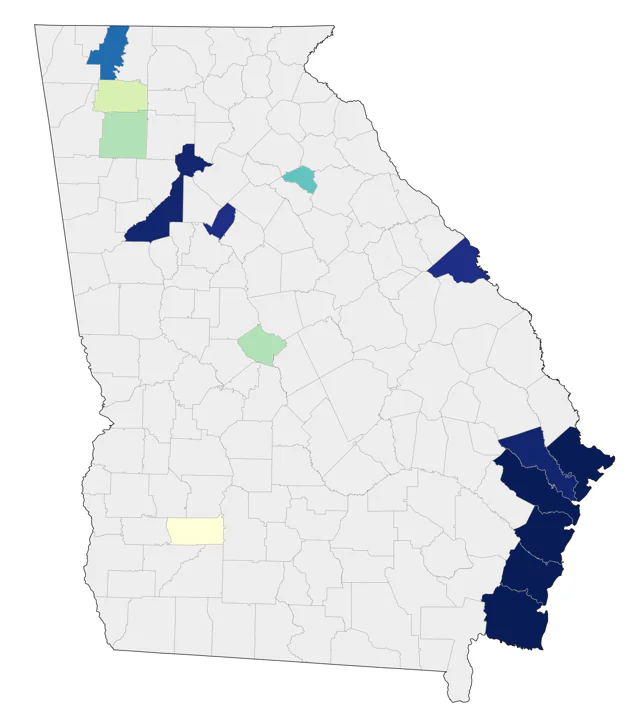 Nelson's Sparrow county map