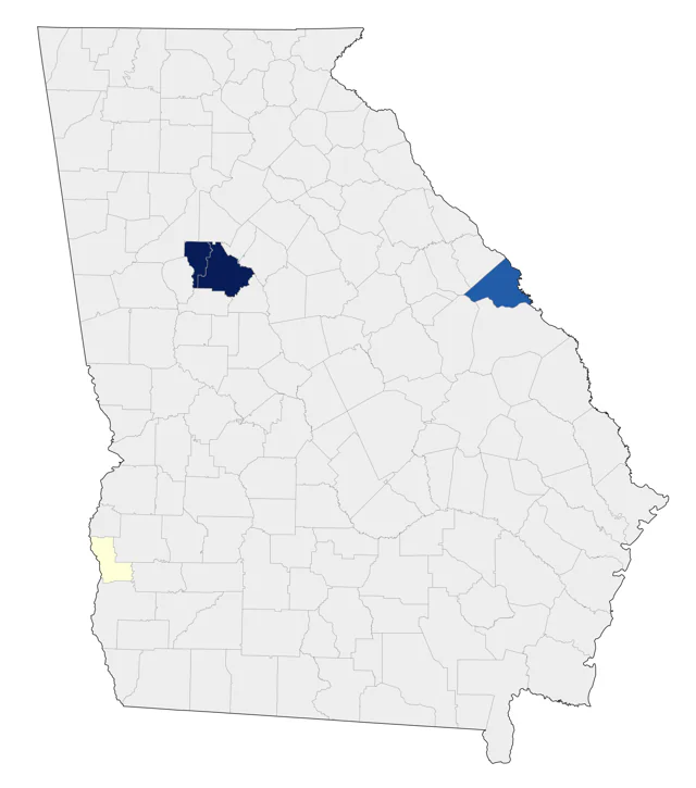 Neotropic Cormorant county map