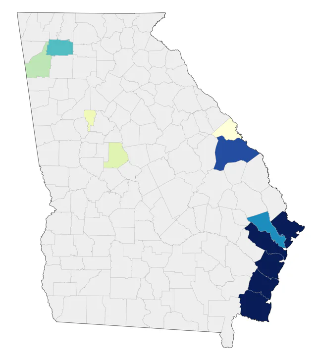 Piping Plover county map