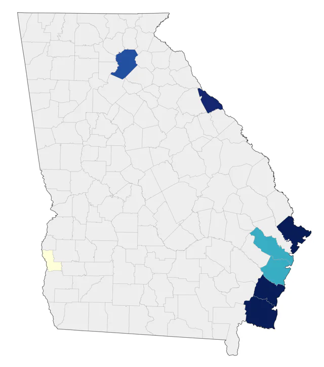 Pomarine Jaeger county map