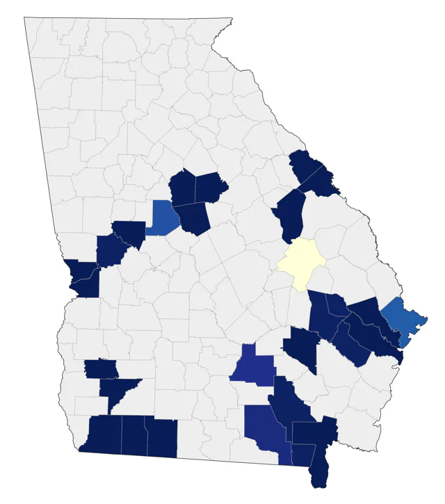 Red-cockaded Woodpecker county map