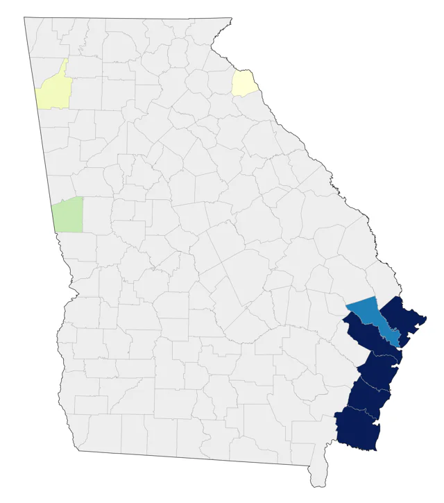 Red Knot county map