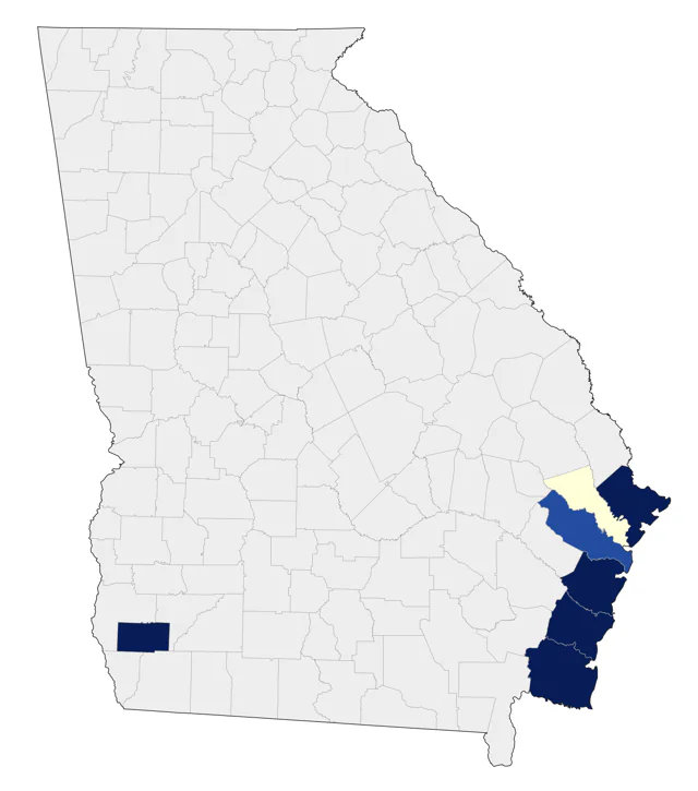 Reddish Egret county map