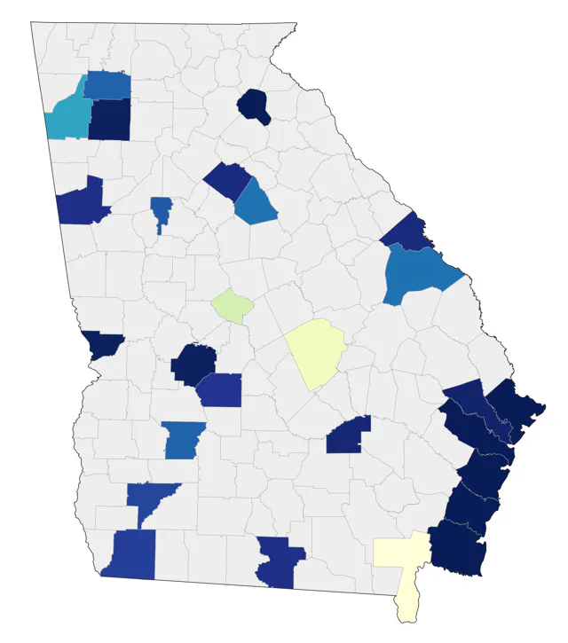 Ruddy Turnstone county map