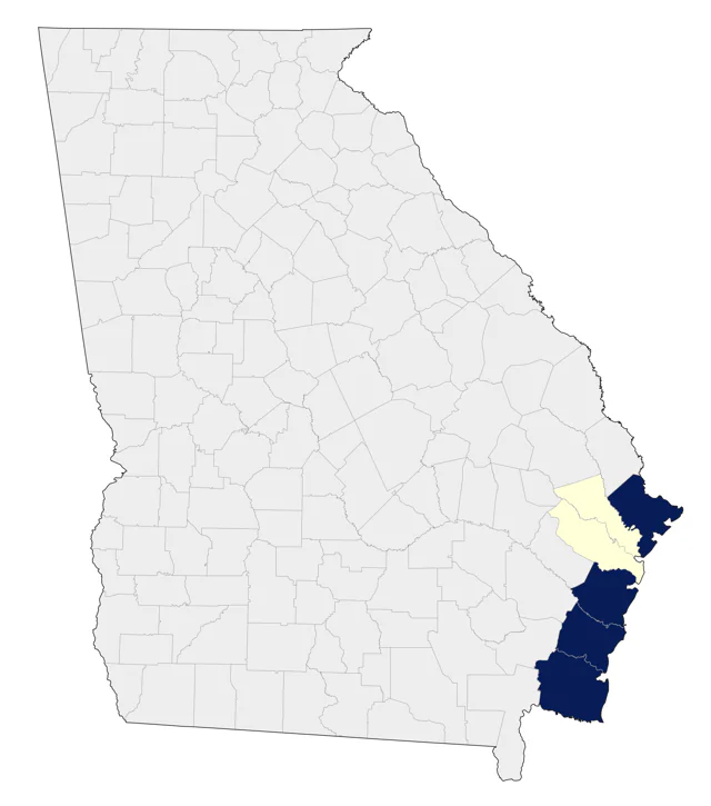 Saltmarsh Sparrow county map