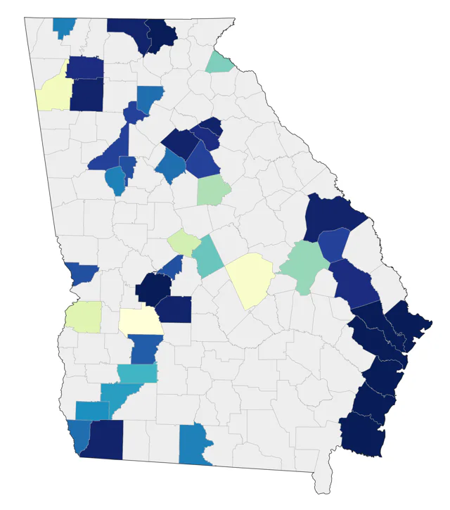 Short-billed Dowitcher county map