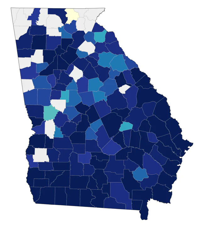 Snowy Egret county map