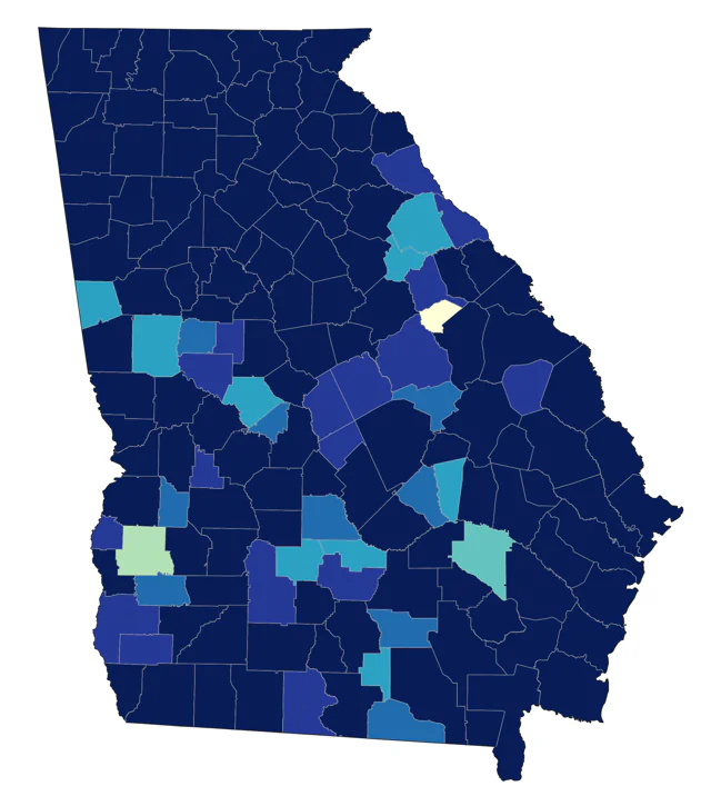 Tree Swallow county map