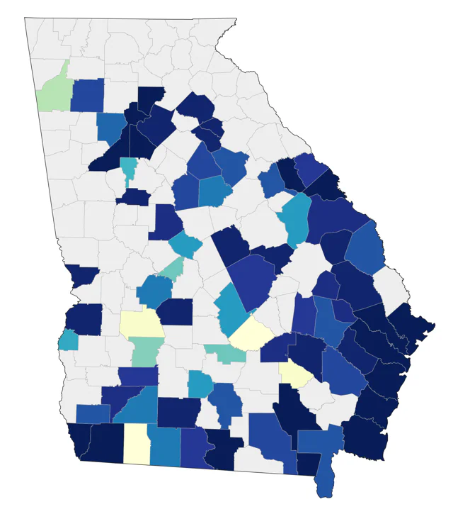 Tricolored Heron county map