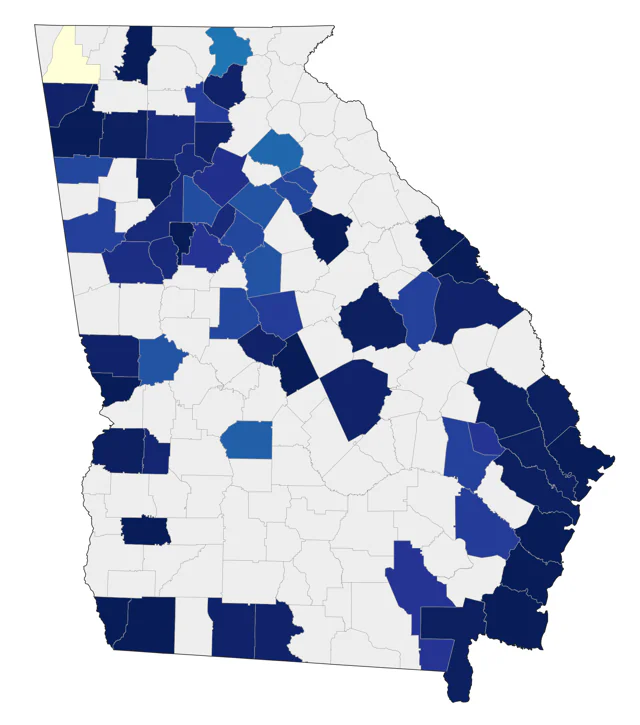 Virginia Rail county map