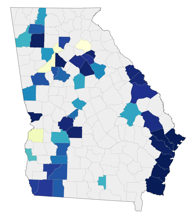 Western Sandpiper county map