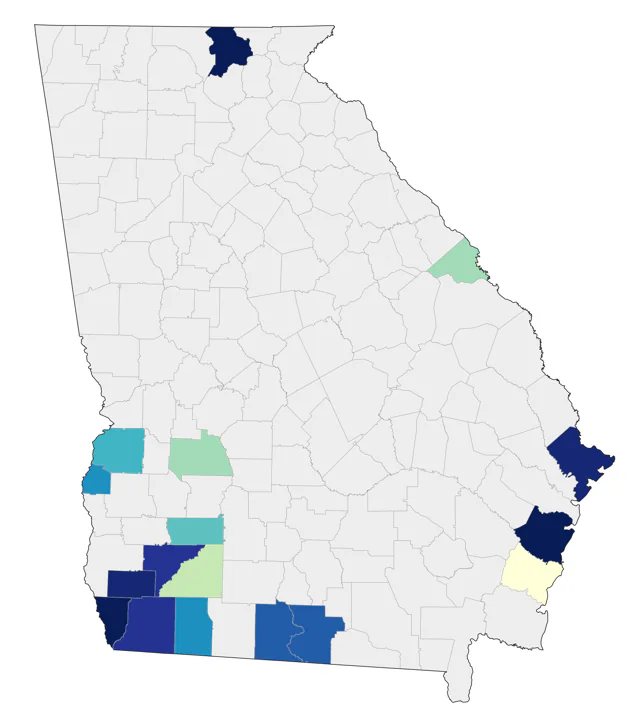 White-faced Ibis county map