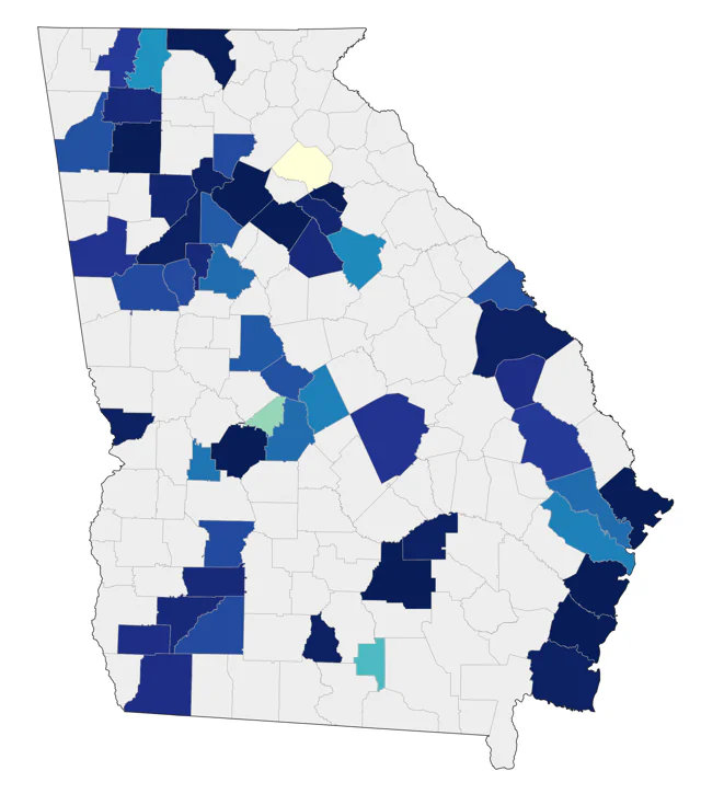 White-rumped Sandpiper county map