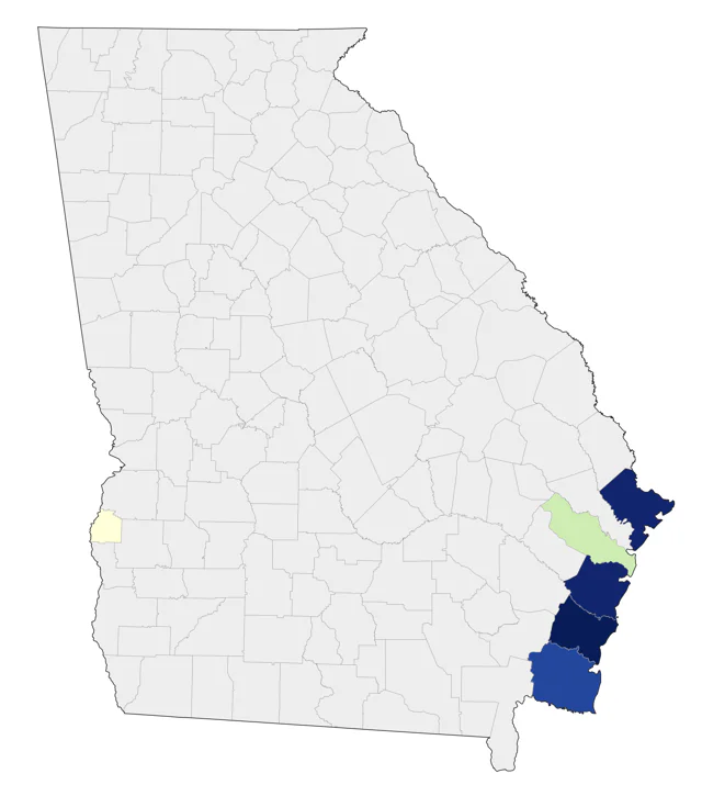 Wilson's Storm-Petrel county map