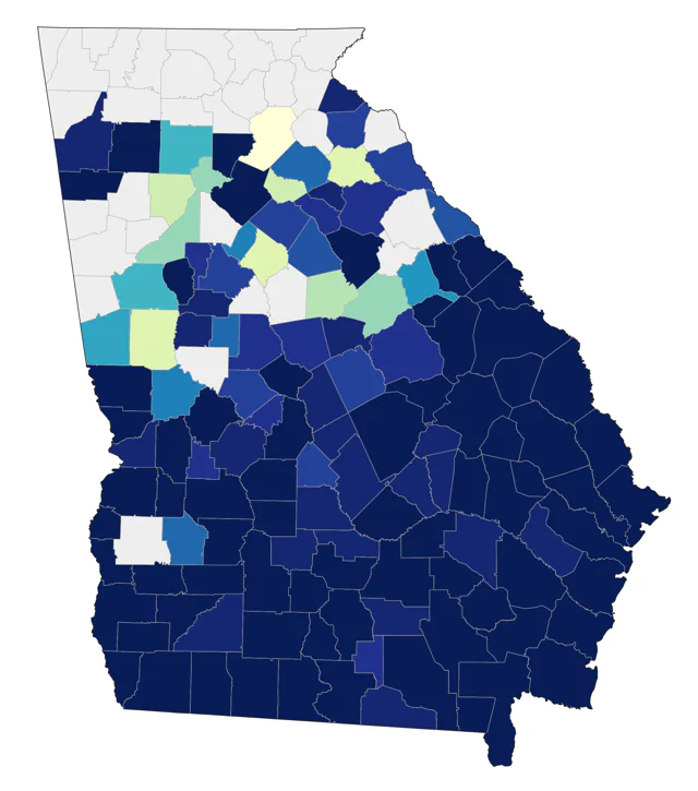 Wood Stork county map