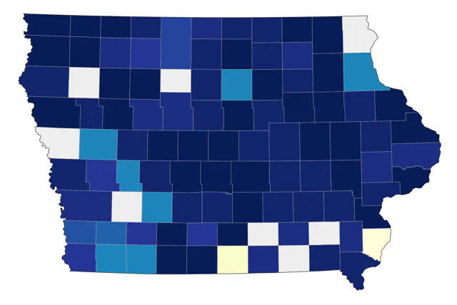 American Pipit county map