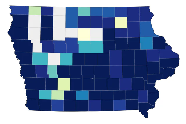 Bell's Vireo county map