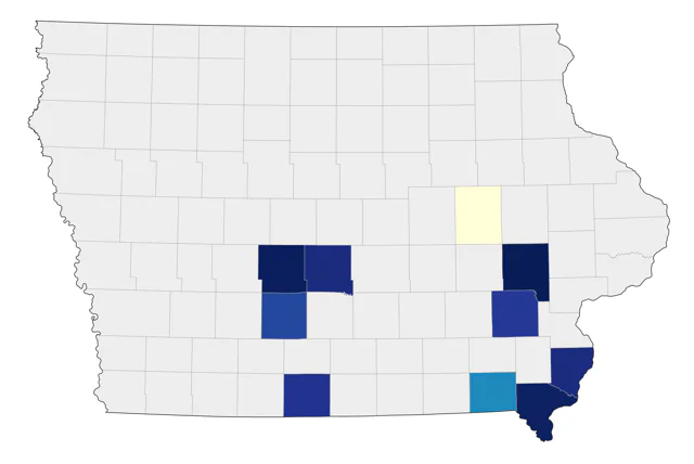Bewick's Wren county map