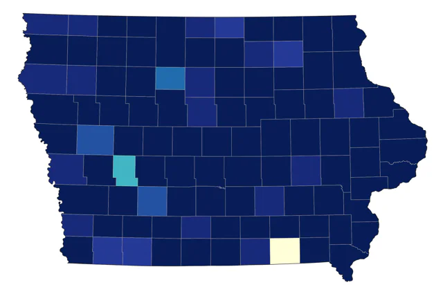 Black-and-white Warbler county map