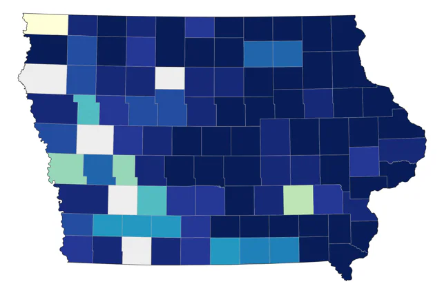 Black-throated Green Warbler county map
