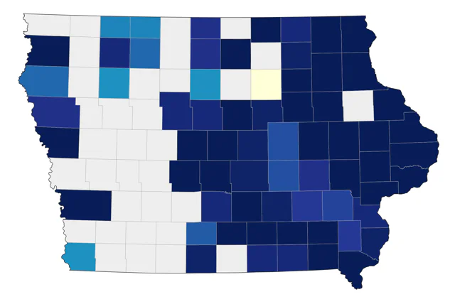 Blue-winged Warbler county map