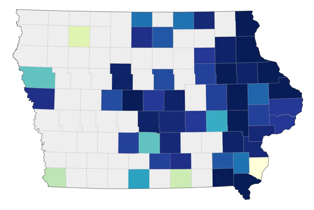 Cerulean Warbler county map