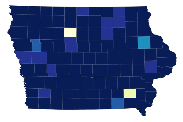 Double-crested Cormorant county map