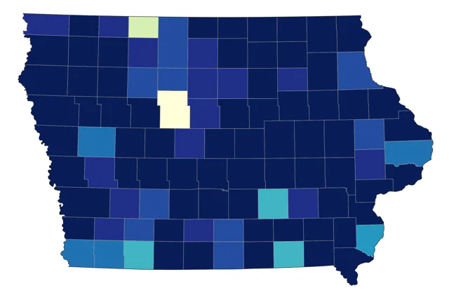 Grasshopper Sparrow county map