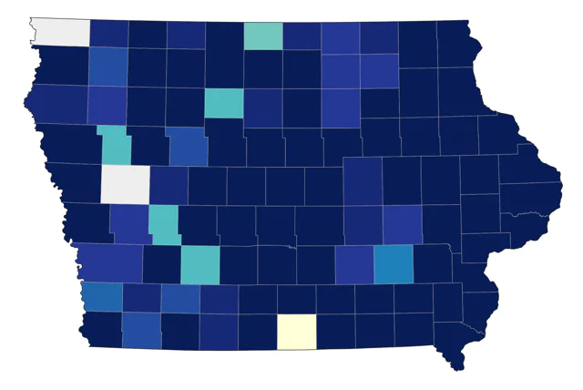 Northern Parula county map
