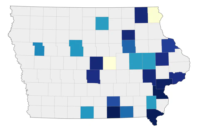 Prairie Warbler county map