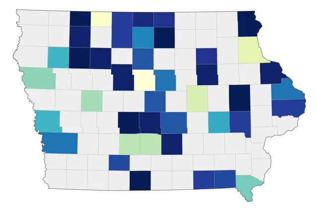 Red-necked Grebe county map