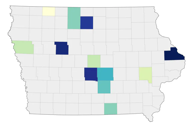 Red Phalarope county map