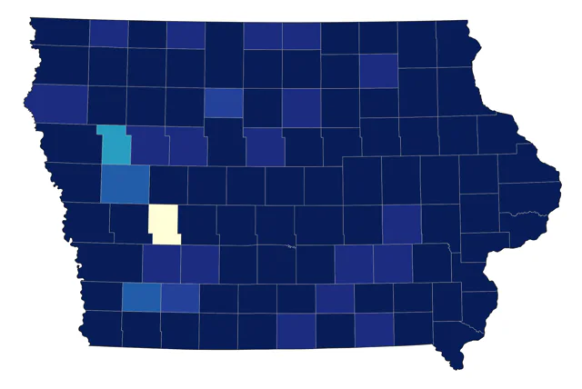 Ruby-throated Hummingbird county map