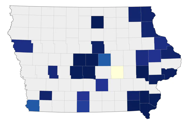 Worm-eating Warbler county map